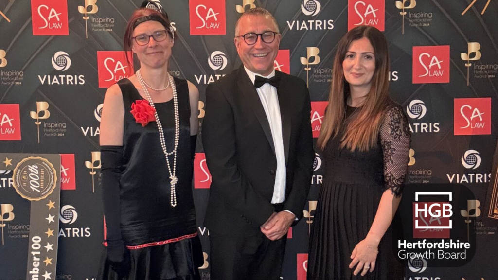 Left to Right: Julie Greaves, Head of Sustainability Hertfordshire County Council, Scott Crudgington, Interim Chief Executive Hertfordshire County Council and Forogh Rahmani, Director of Hertfordshire Growth Board